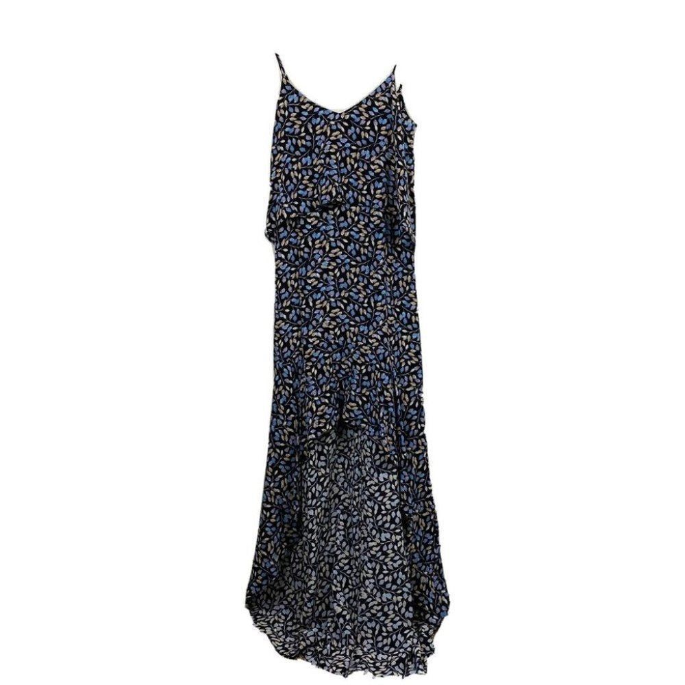 Intermix Dress XS Womens Blue Boho Spaghetti Straps Hi-Low Silk Summer Layered